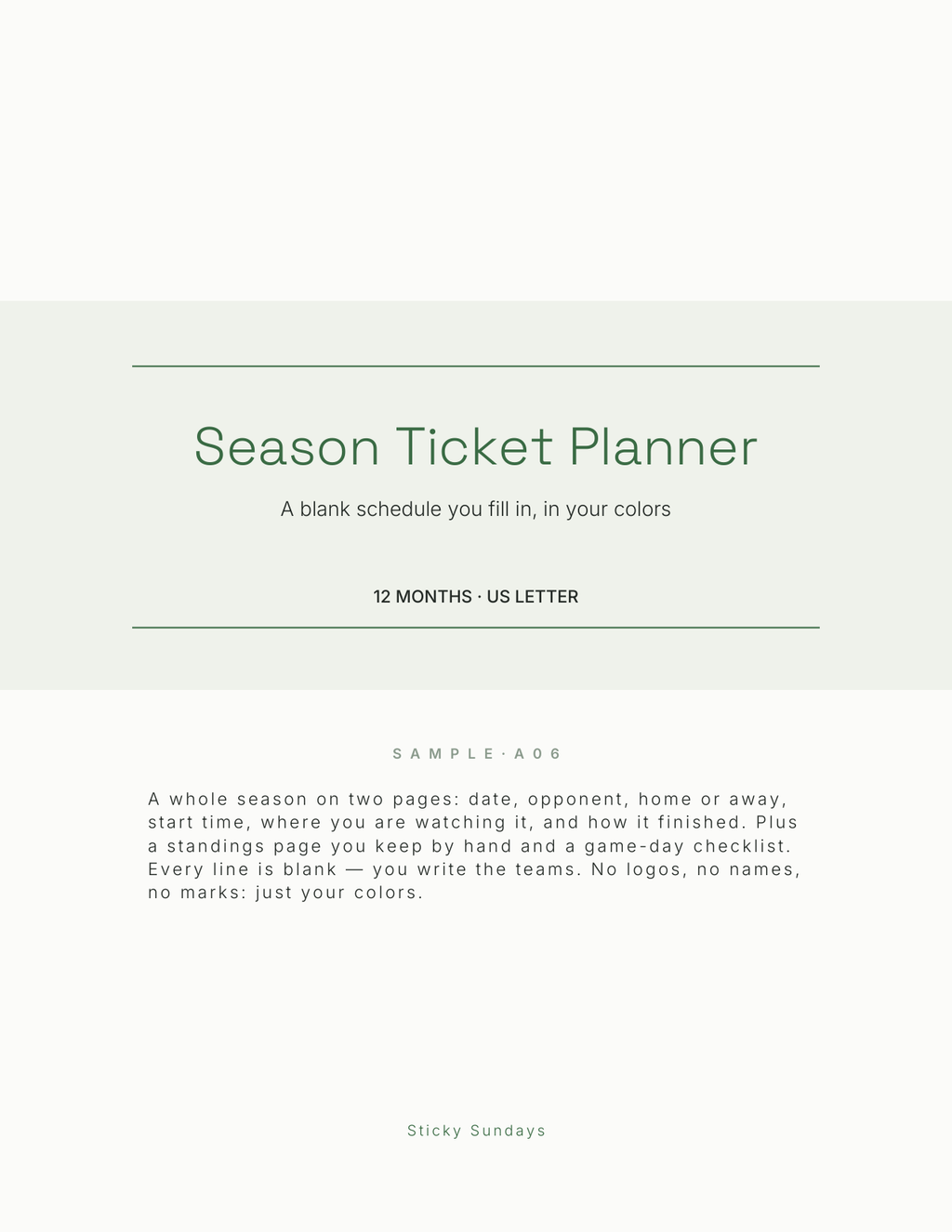 The Season Ticket Planner 2027 title page
