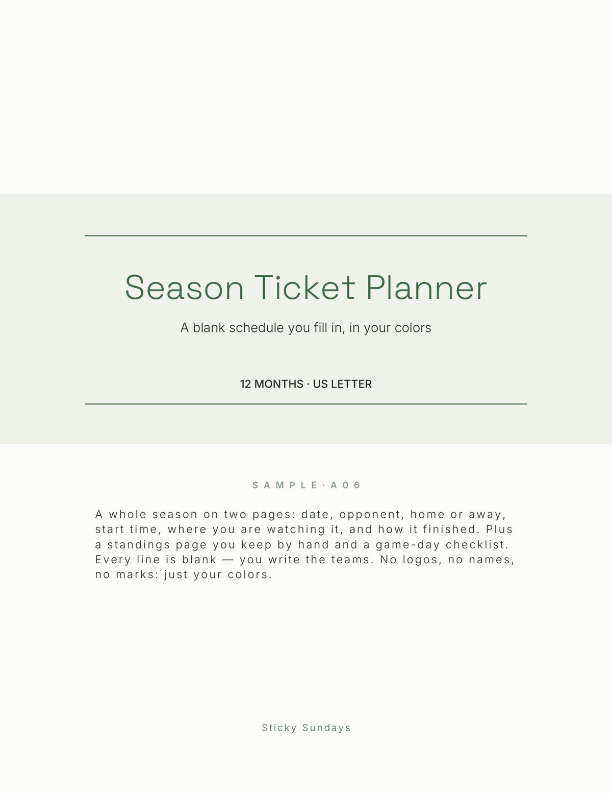 The Season Ticket Planner 2027 title page