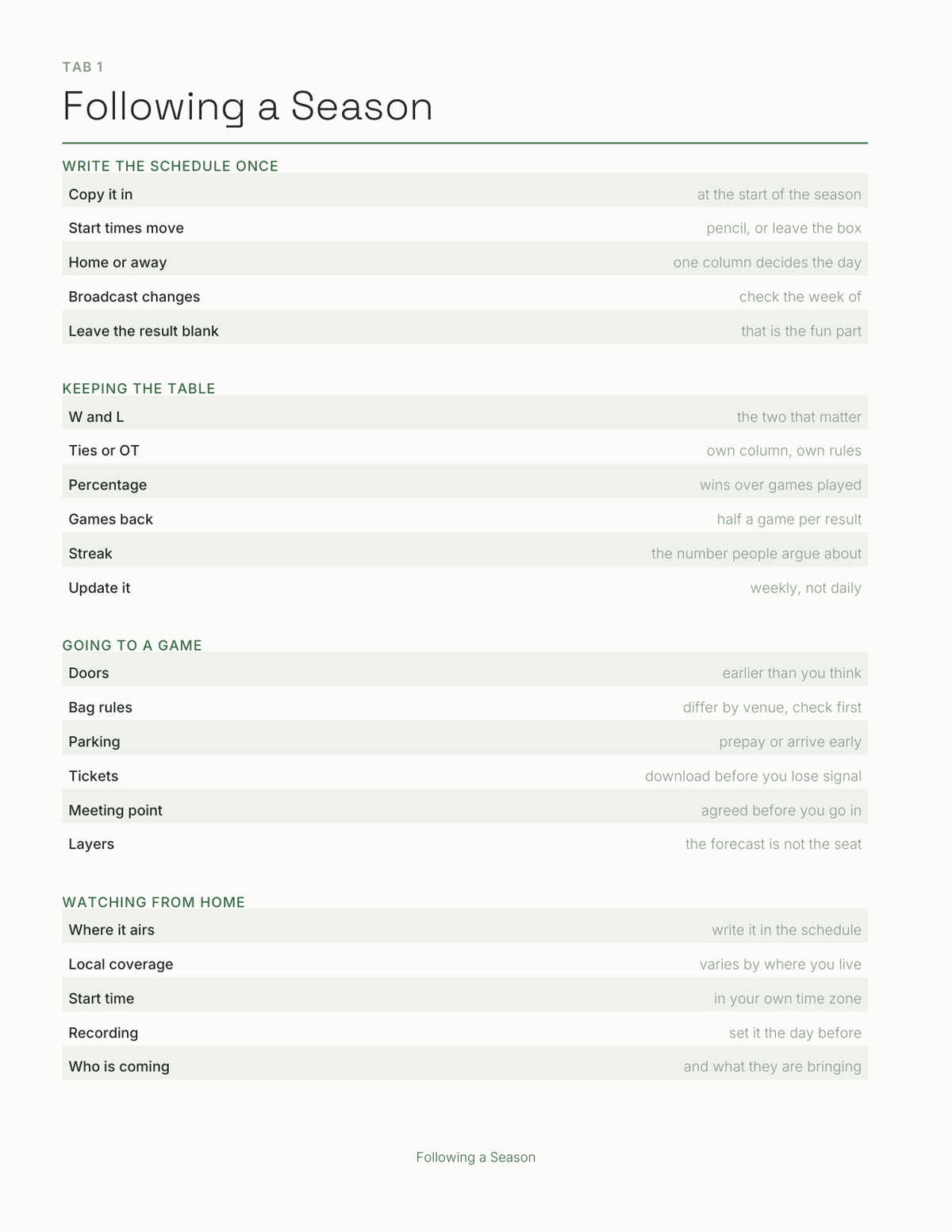The Season Ticket Planner 2027 — sample page 2