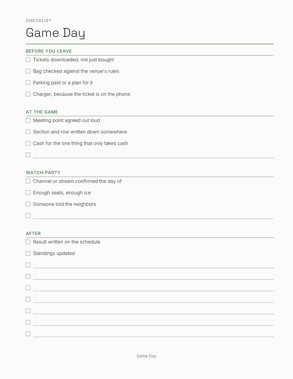 The Season Ticket Planner 2027 — sample page 5