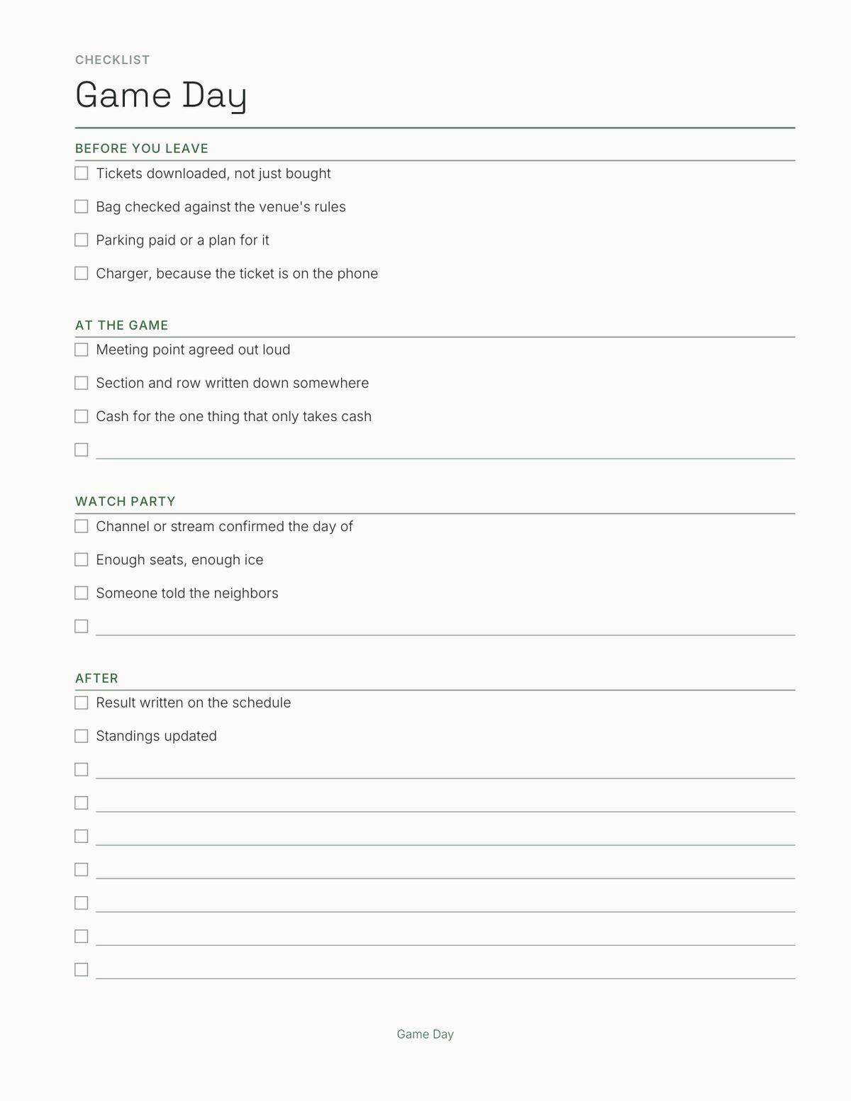 The Season Ticket Planner 2027 — sample page 5