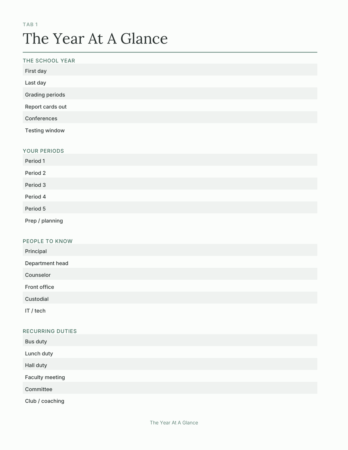 The Teacher's Planner 2027 — sample page 2