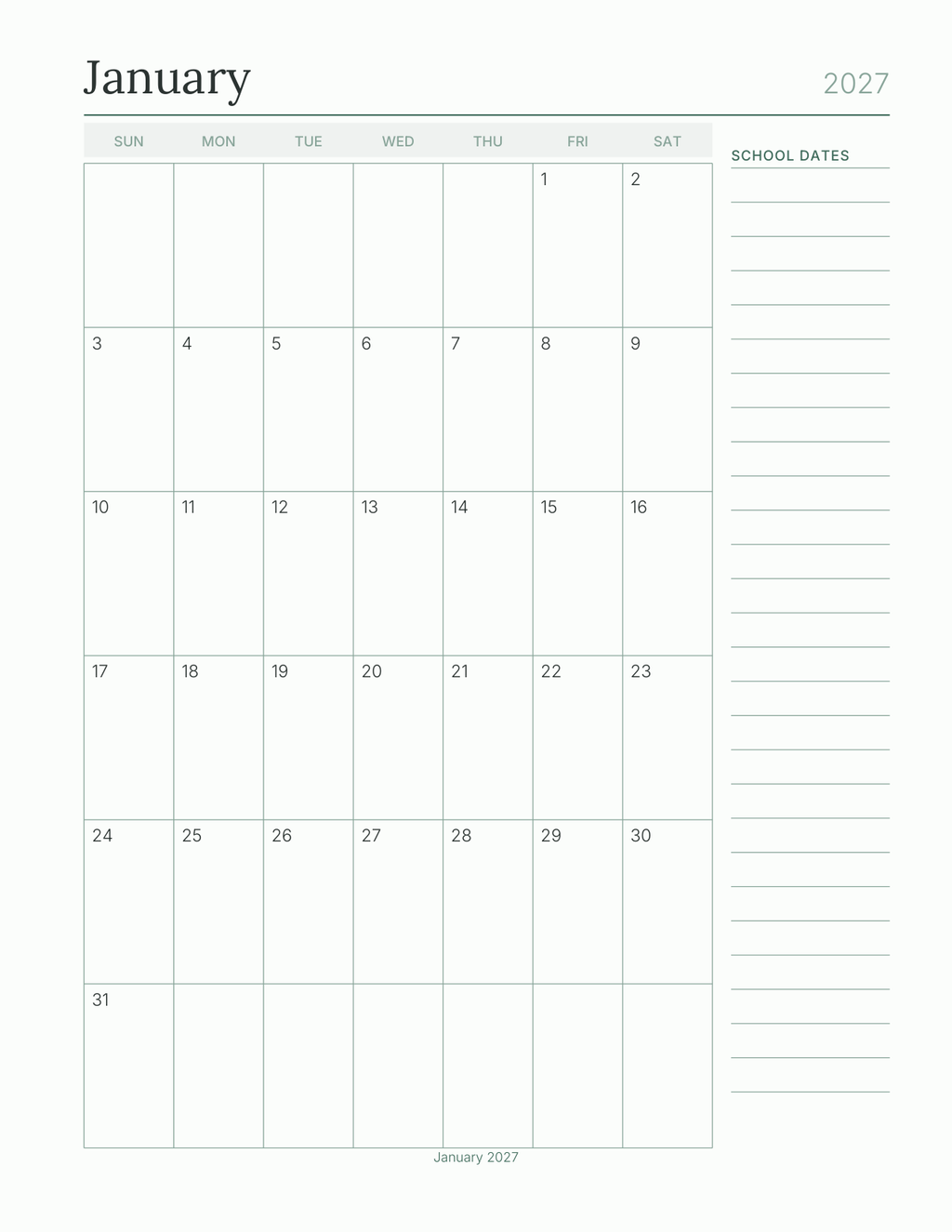 The Teacher's Planner 2027 — sample page 5