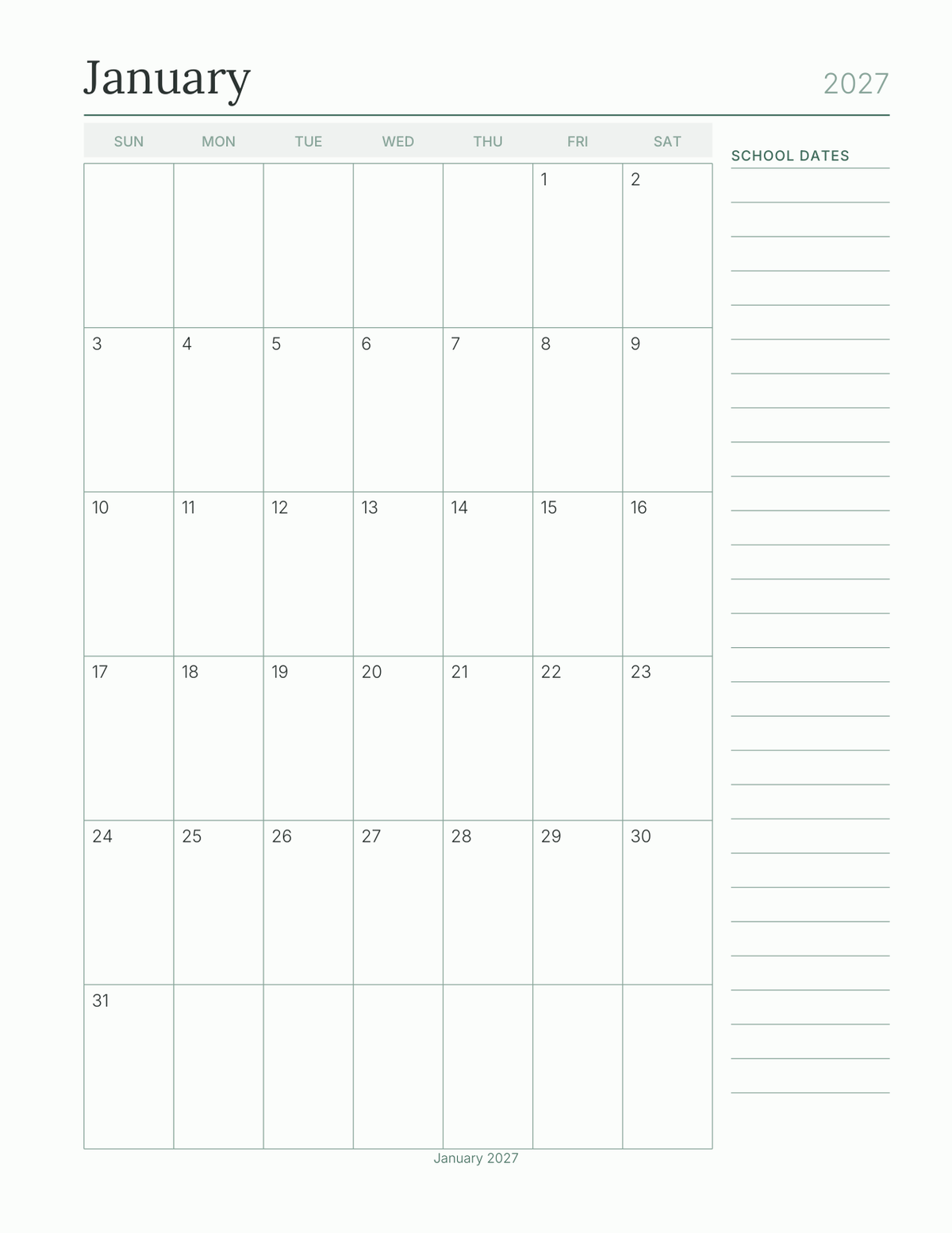 The Teacher's Planner 2027 — sample page 5