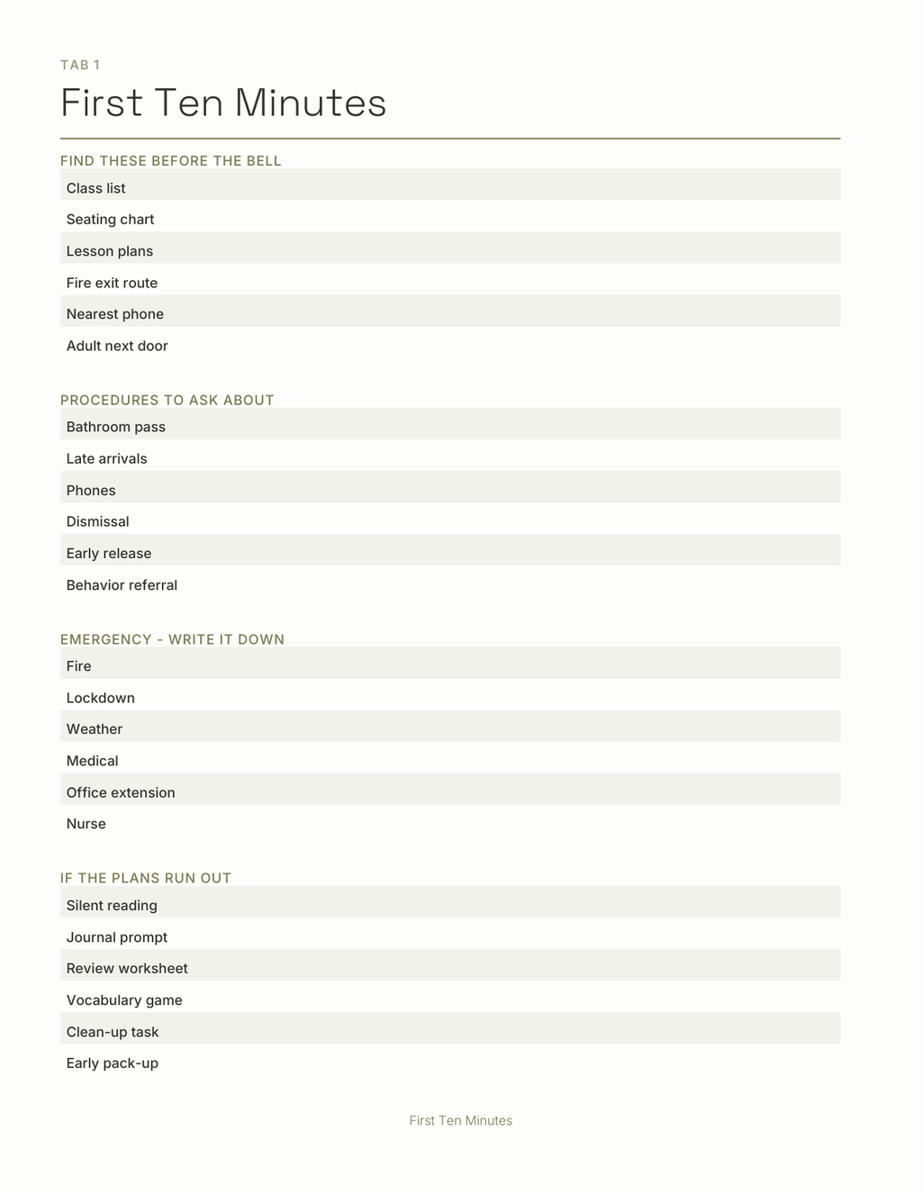 The Substitute Teacher Planner 2027 — sample page 2