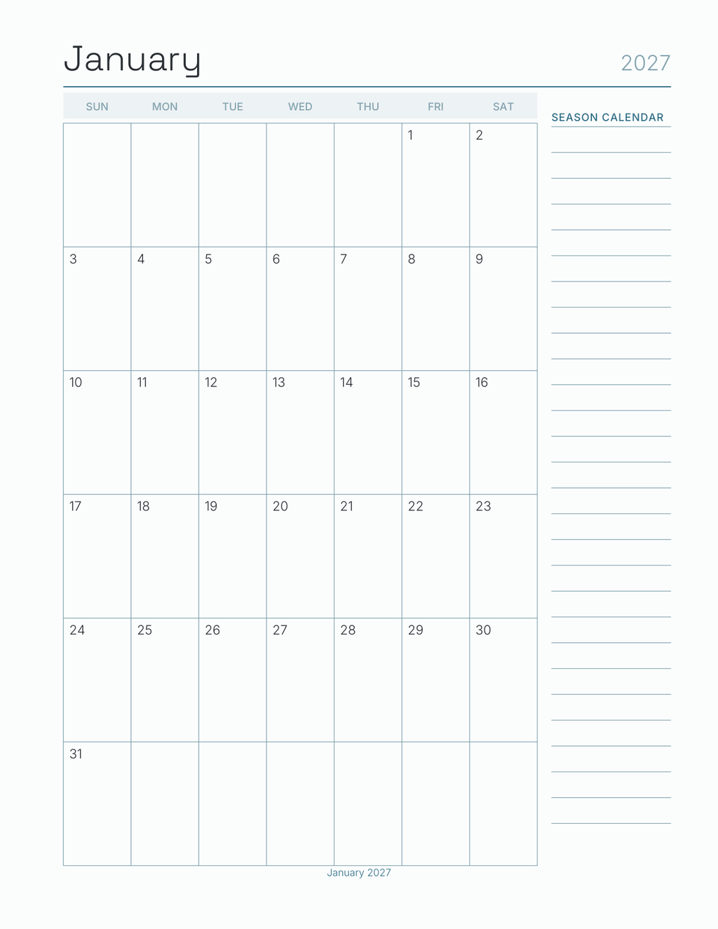 The Coach's Season Planner 2027 — sample page 5