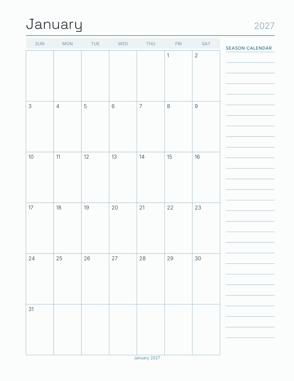 The Coach's Season Planner 2027 — sample page 5