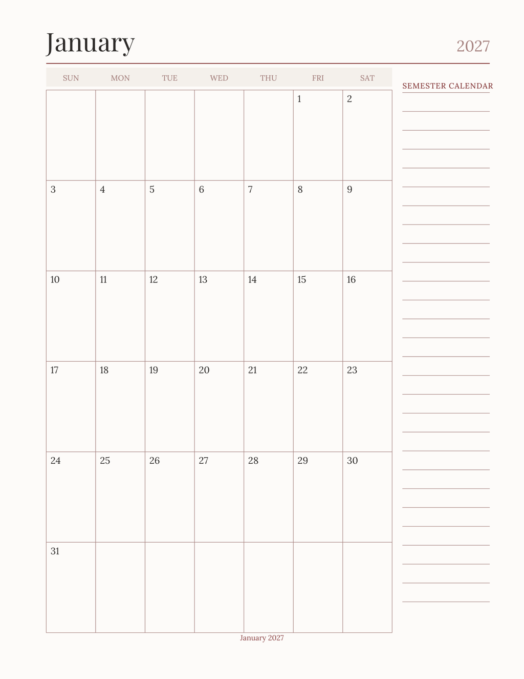The College Semester Planner 2027 — sample page 5