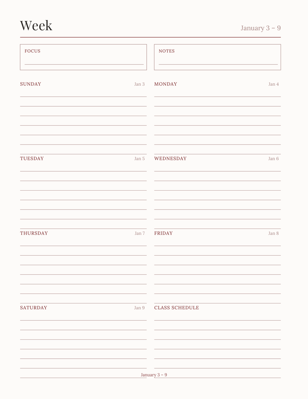 The College Semester Planner 2027 — sample page 6