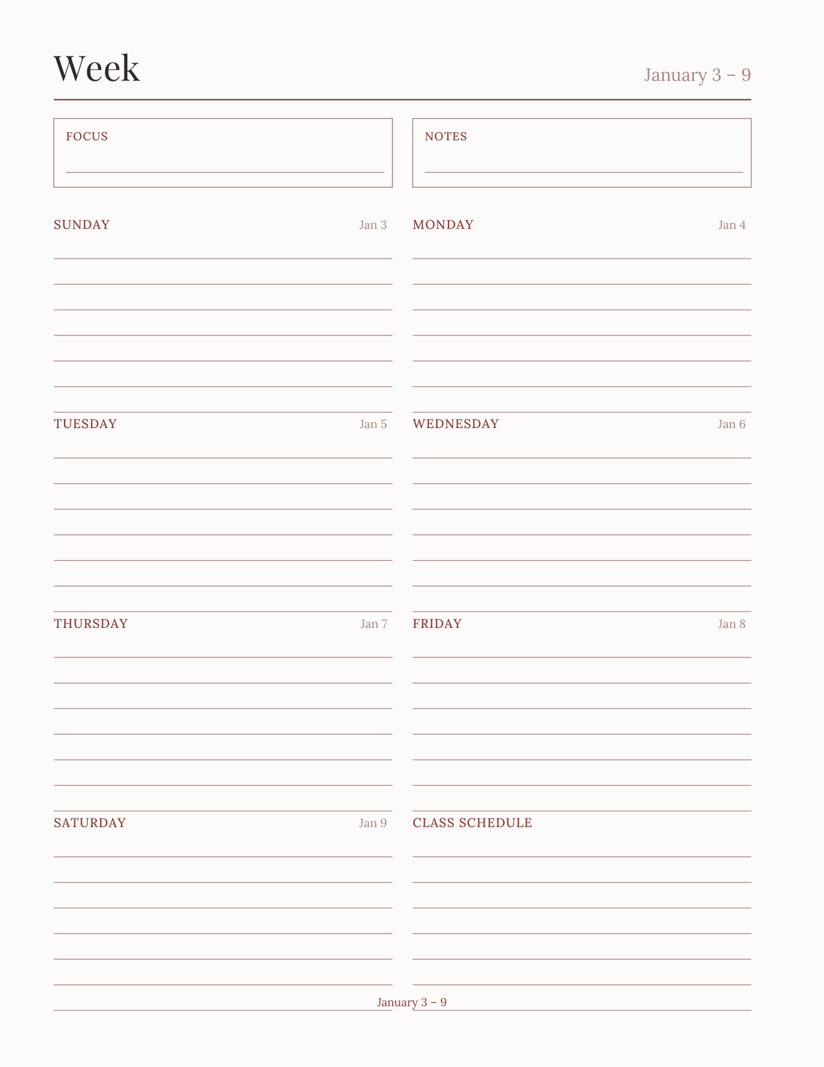 The College Semester Planner 2027 — sample page 6