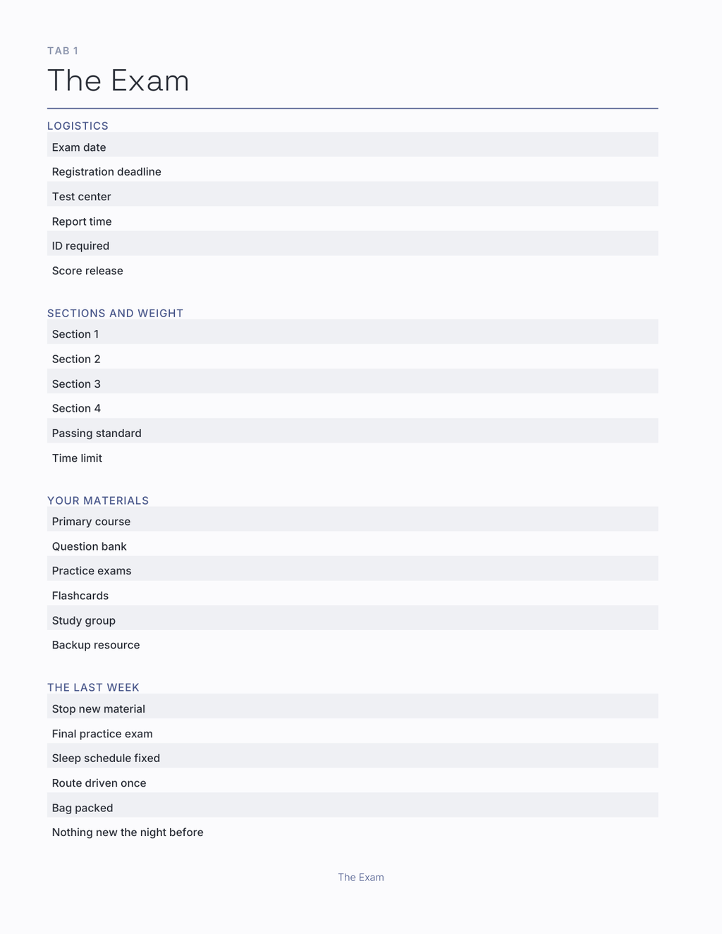 The Exam Countdown Planner 2027 — sample page 2
