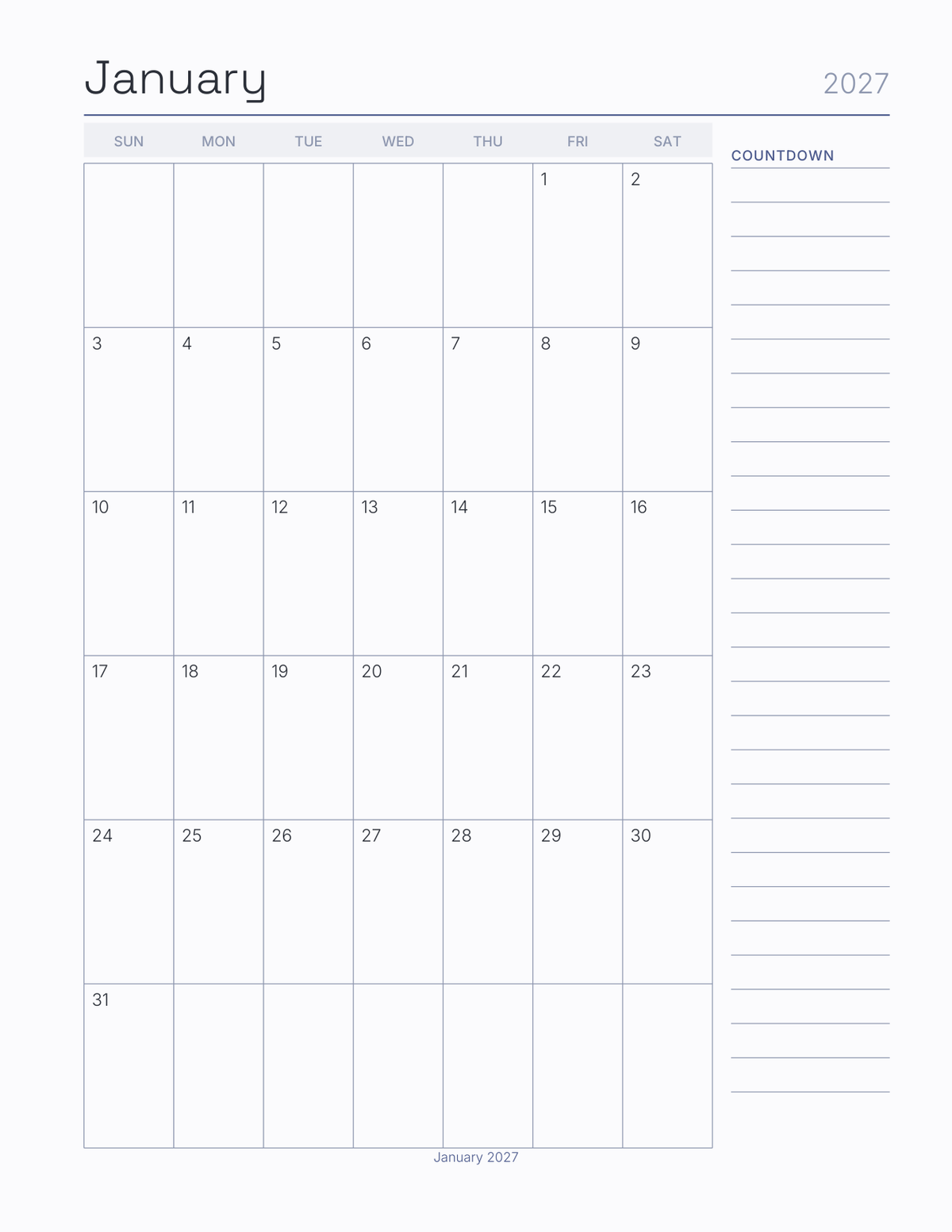 The Exam Countdown Planner 2027 — sample page 5