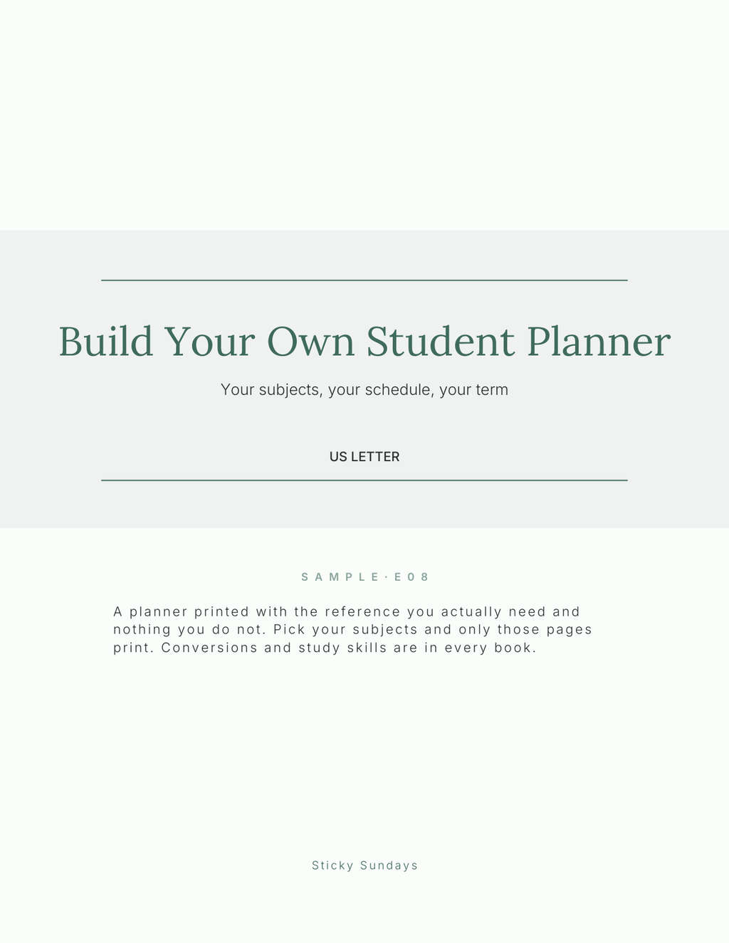 Build Your Own Student Planner 2027 title page