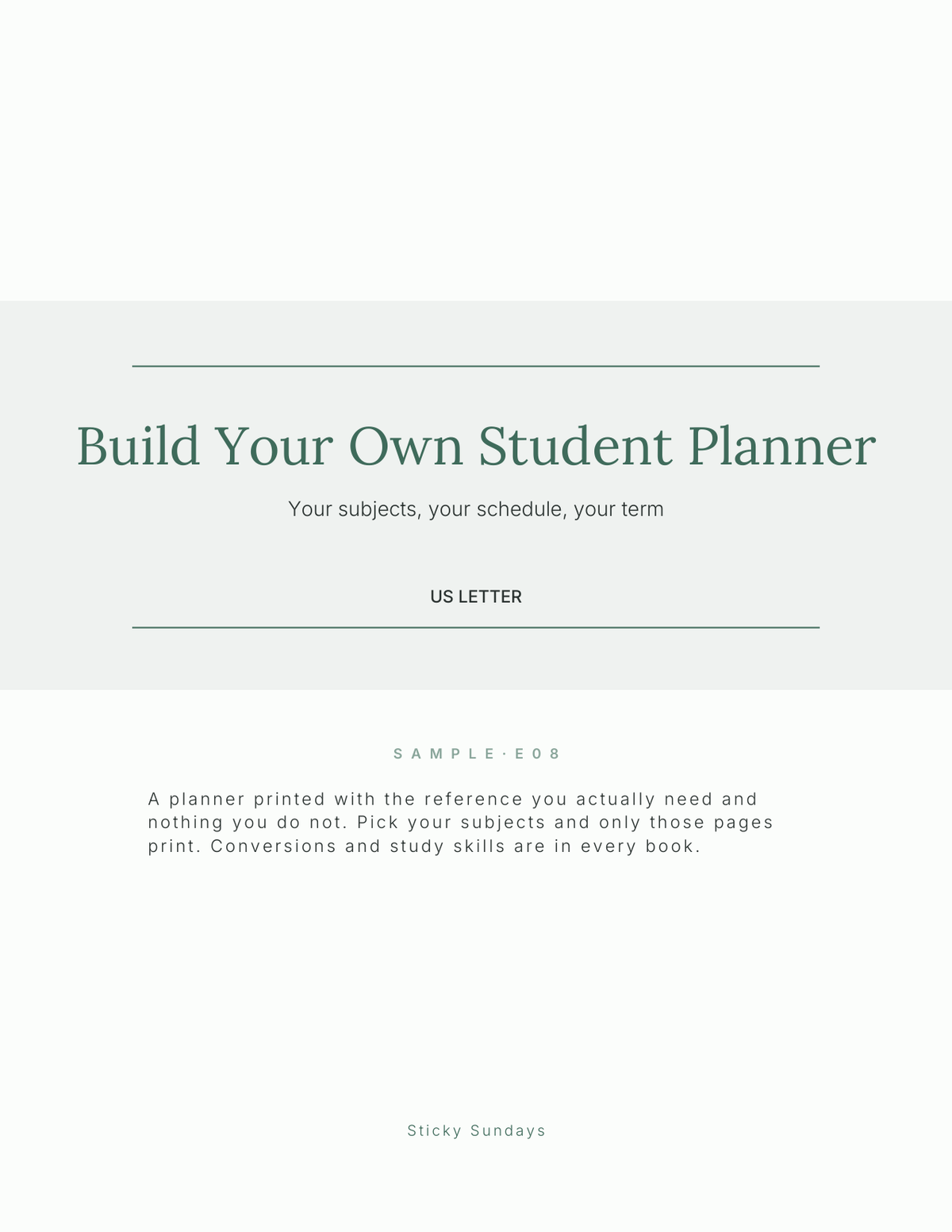 Build Your Own Student Planner 2027 title page