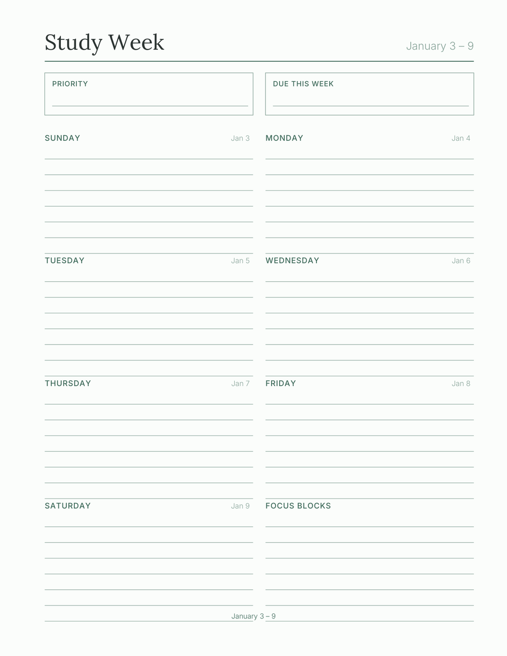 Build Your Own Student Planner 2027 — sample page 9
