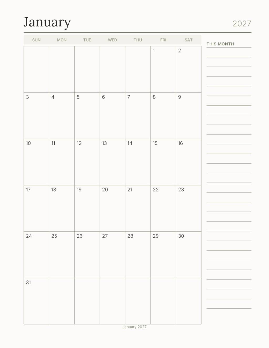 Build Your Own Everyday Planner 2027 — sample page 5