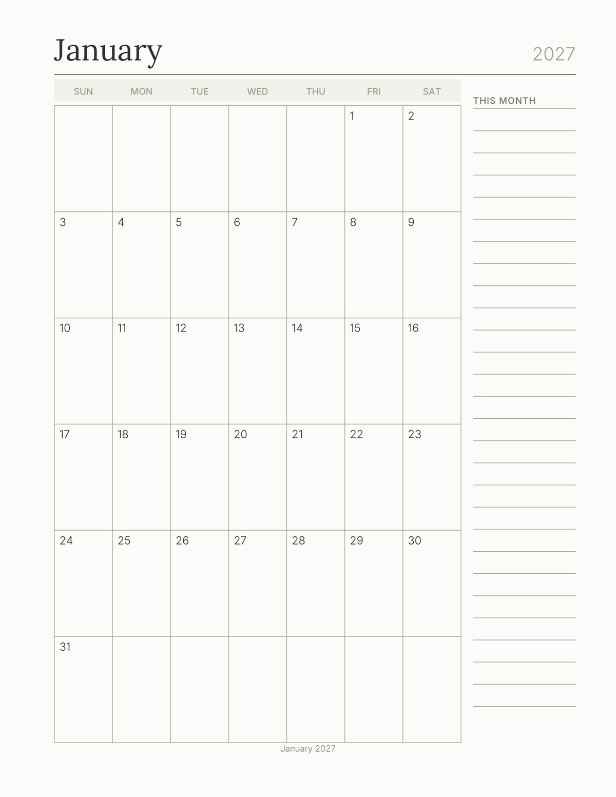 Build Your Own Everyday Planner 2027 — sample page 5