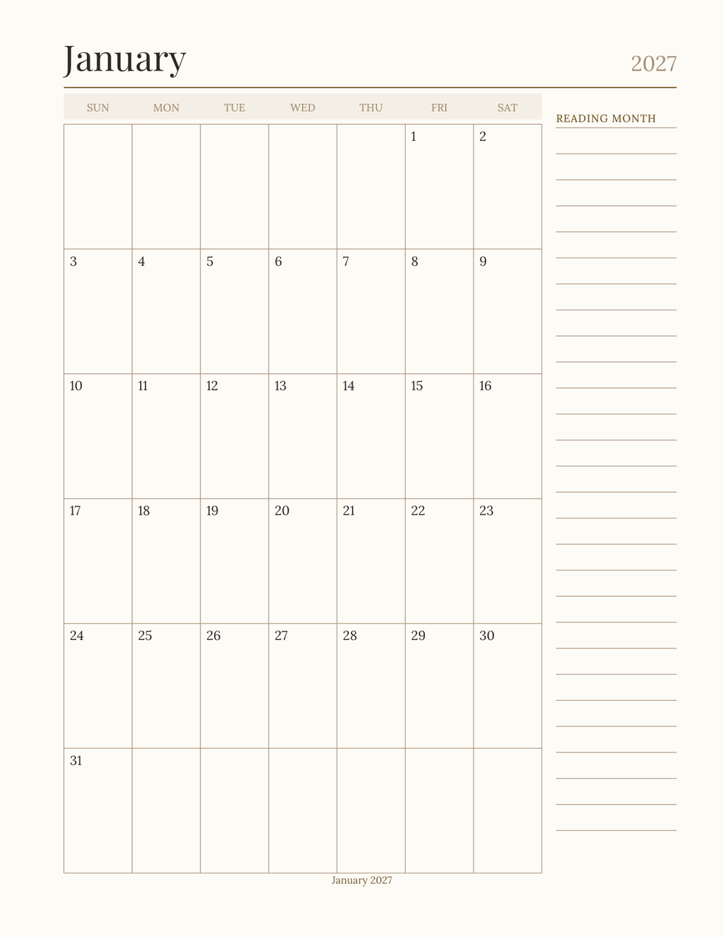 The Scripture Reading Planner 2027 — sample page 5