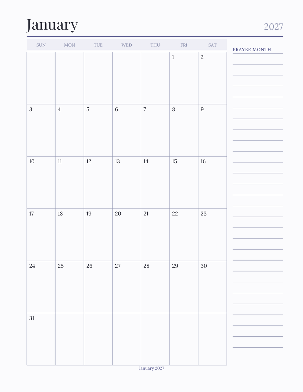 The Prayer Journal 2027 — sample page 5