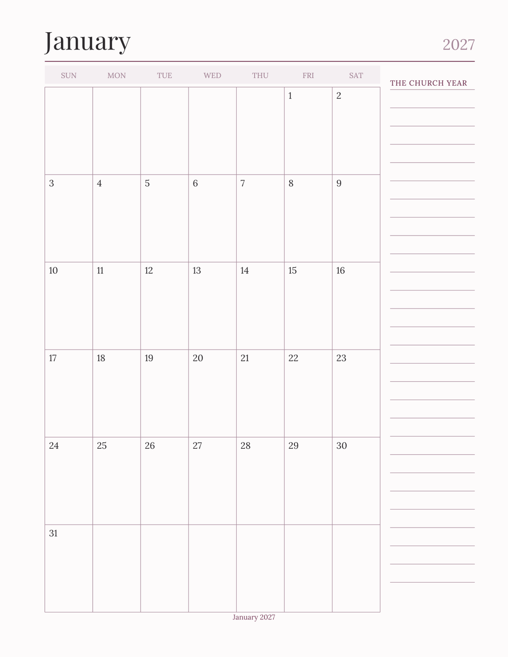 The Liturgical Year Companion 2027 — sample page 5