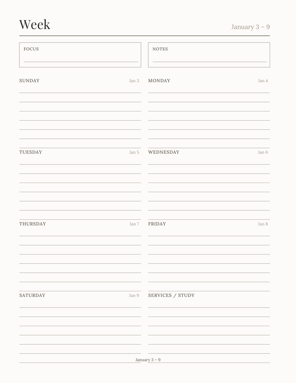The Sermon & Study Notes Planner 2027 — sample page 6