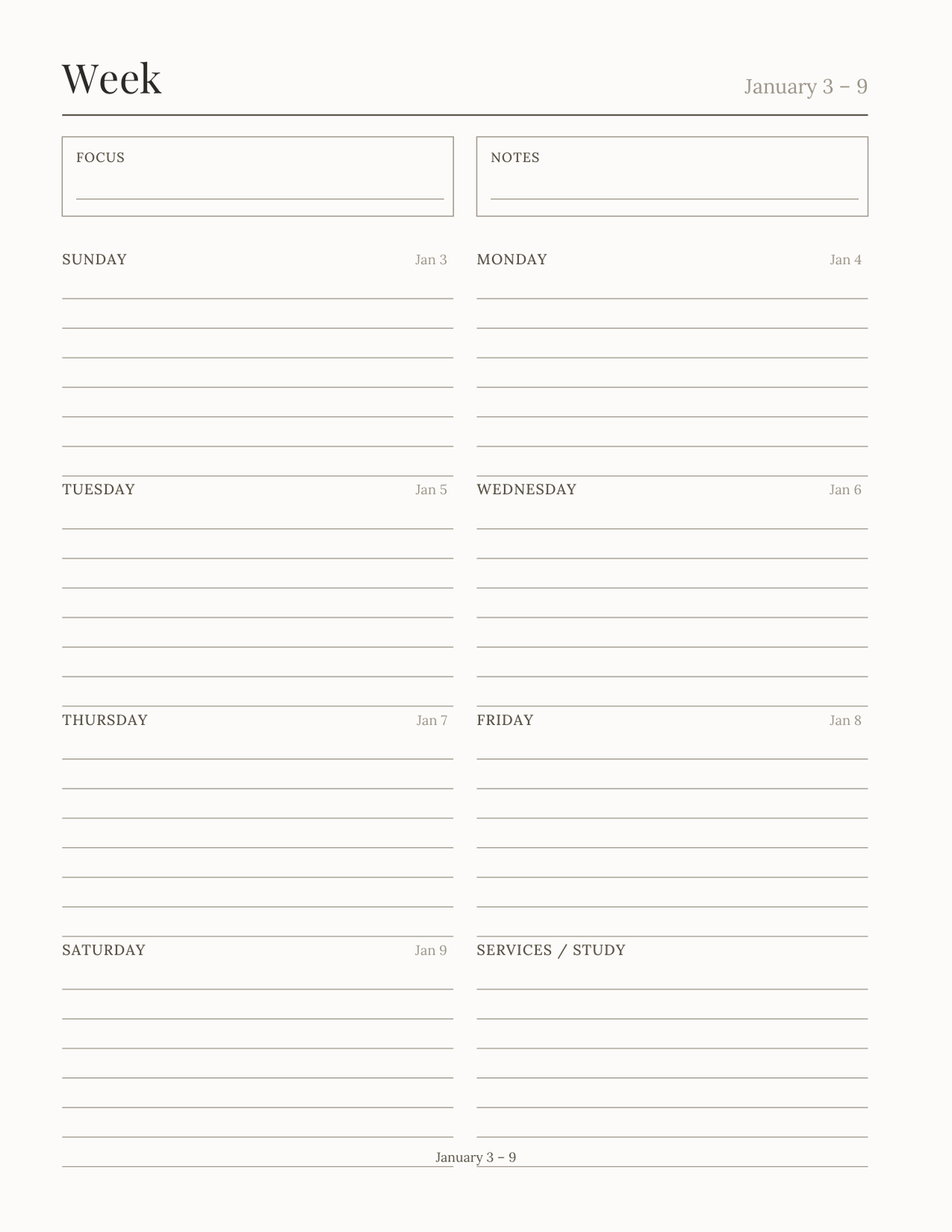 The Sermon & Study Notes Planner 2027 — sample page 6
