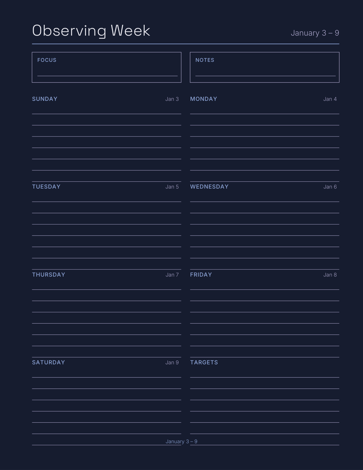 Star Watchers Planner 2027 — sample page 7