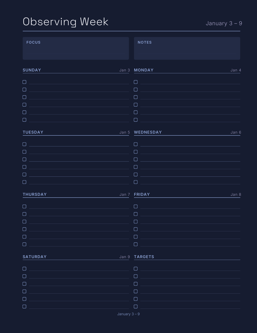 Star Watchers Planner 2027 — sample page 7