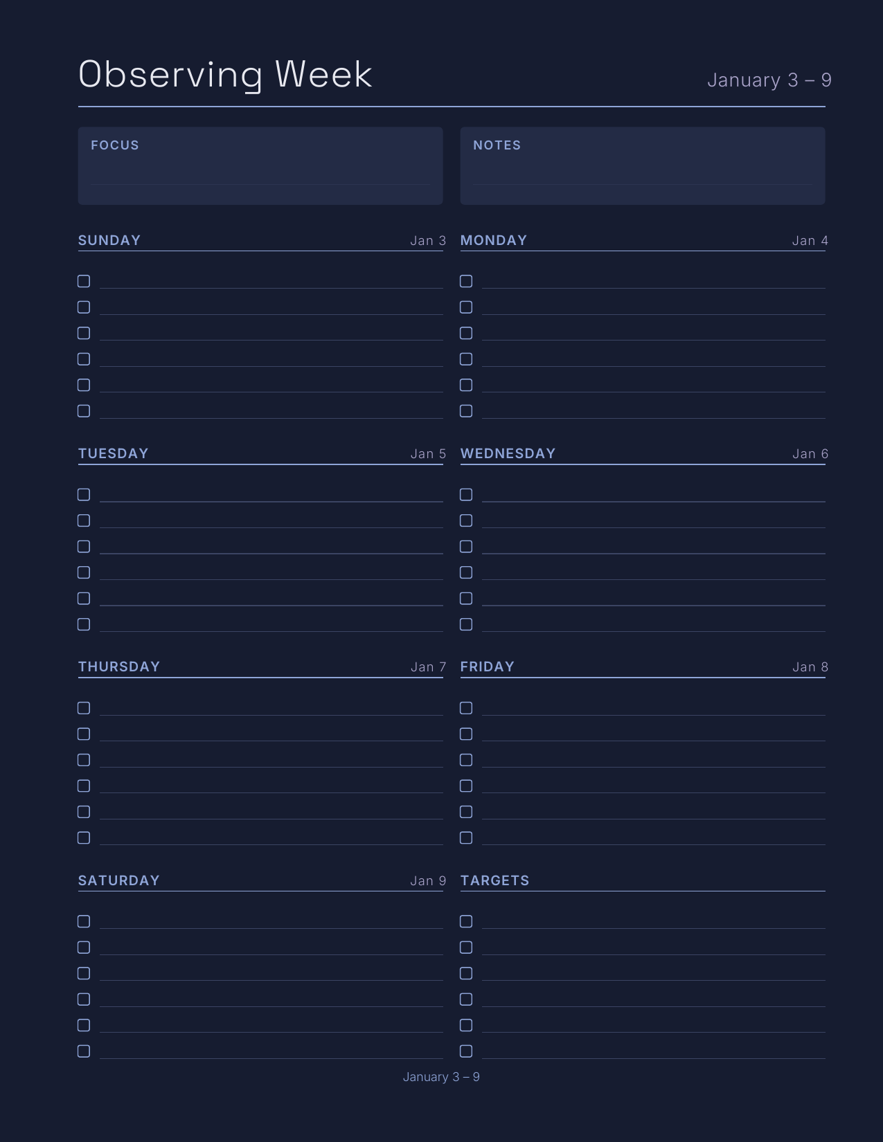 Star Watchers Planner 2027 — sample page 7