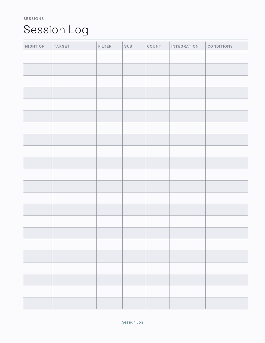 The Astrophotography Planner 2027 — sample page 3