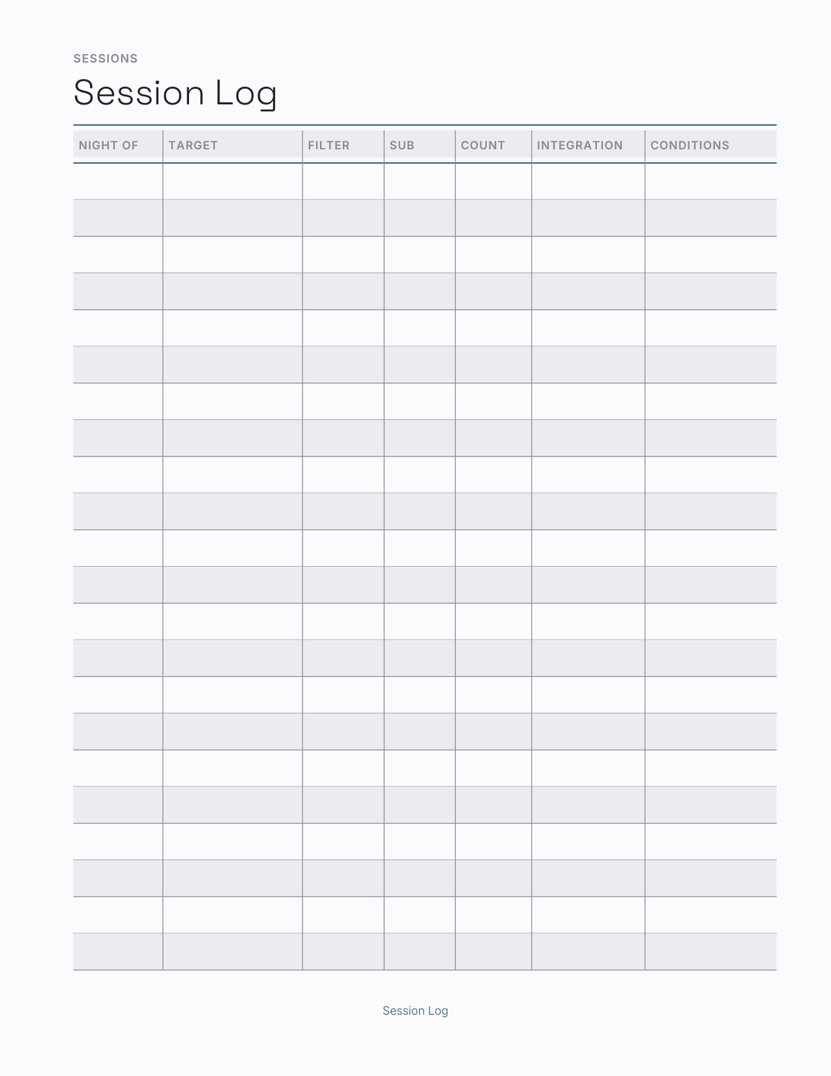 The Astrophotography Planner 2027 — sample page 3