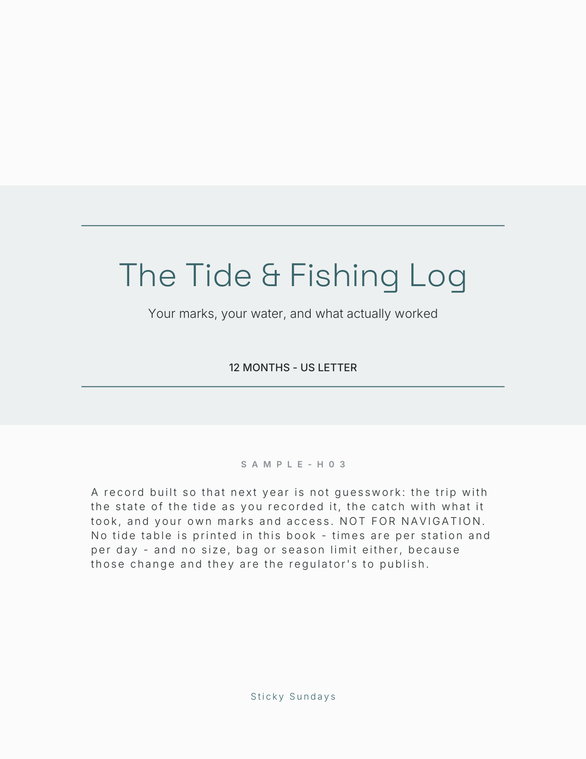 The Tide & Fishing Log 2027 title page