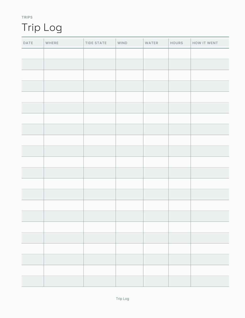 The Tide & Fishing Log 2027 — sample page 3