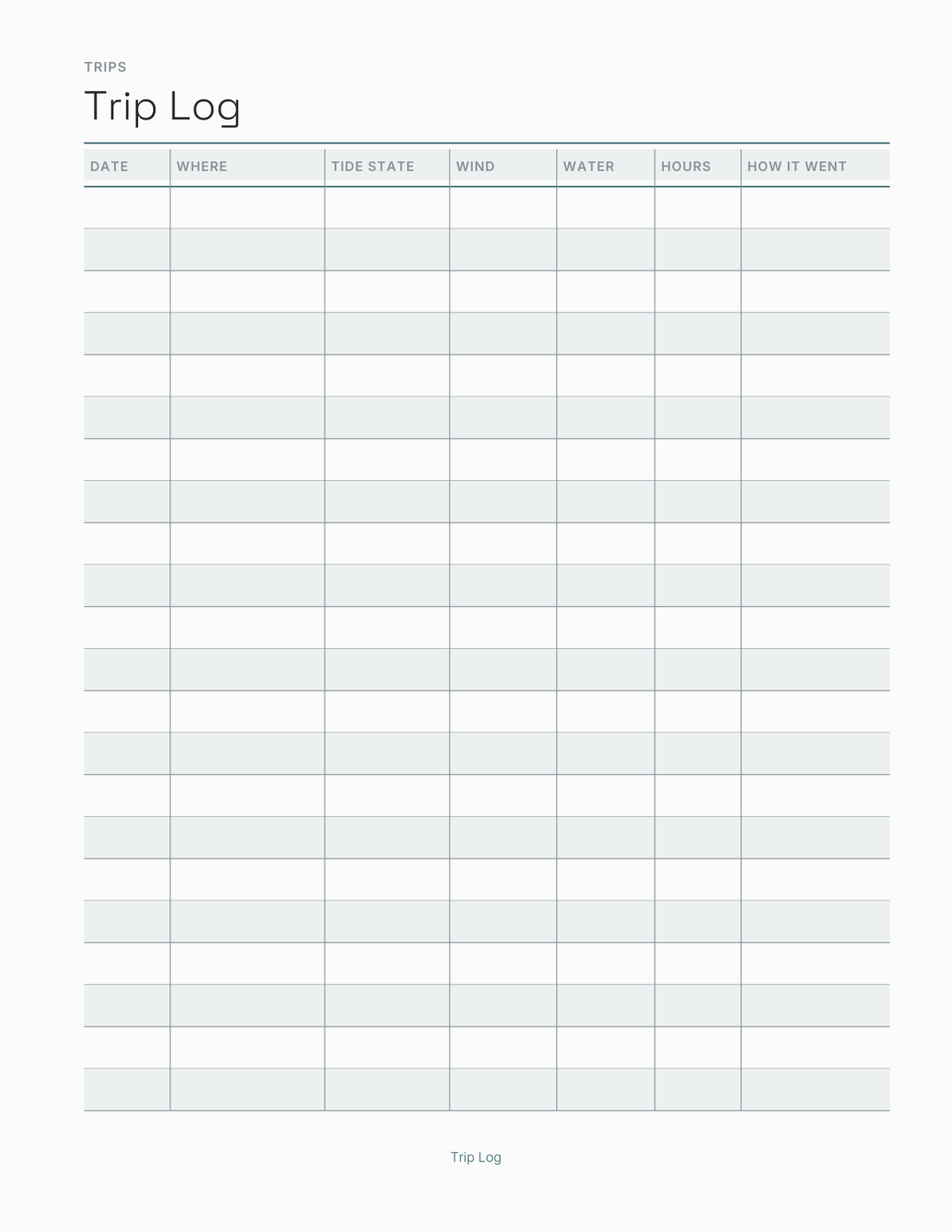 The Tide & Fishing Log 2027 — sample page 3