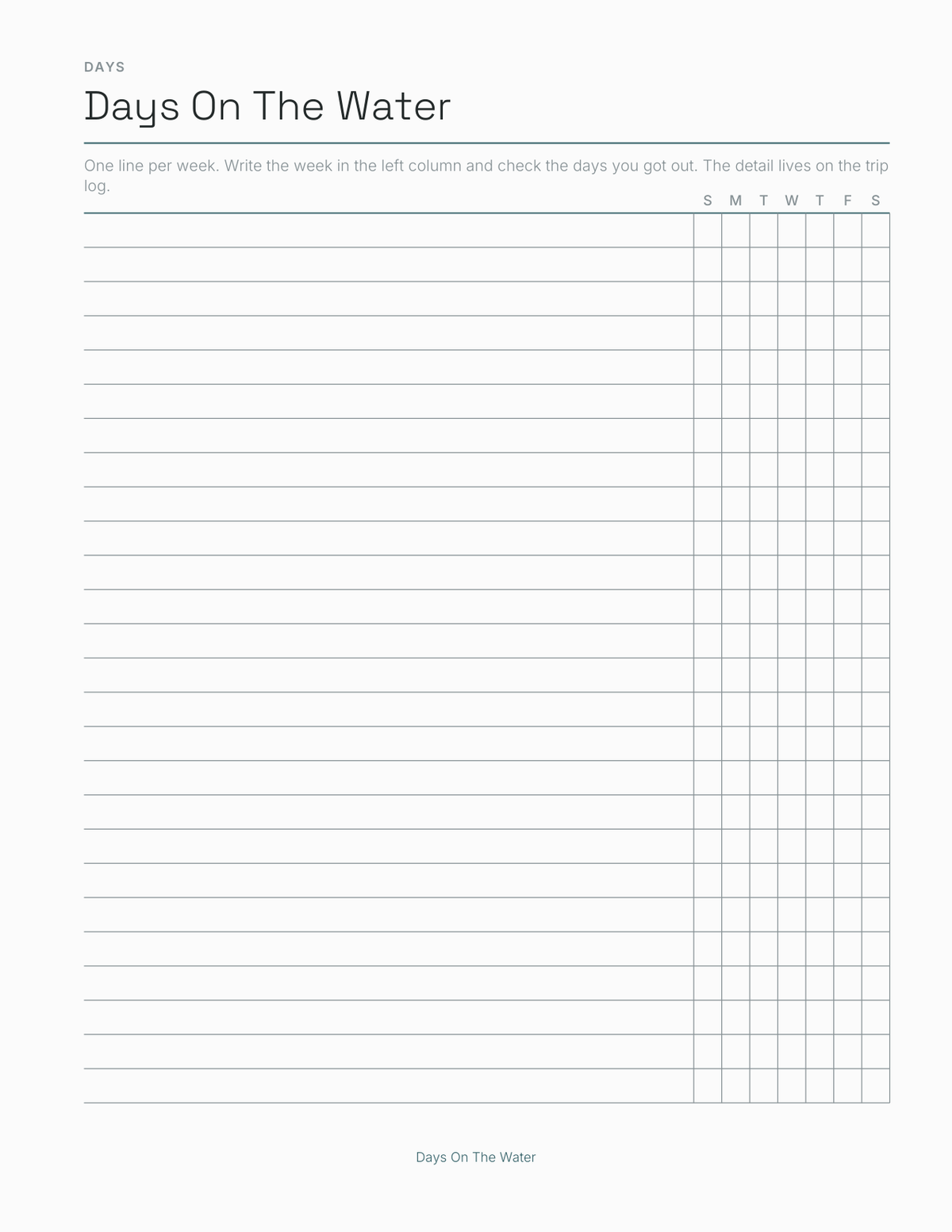 The Tide & Fishing Log 2027 — sample page 5