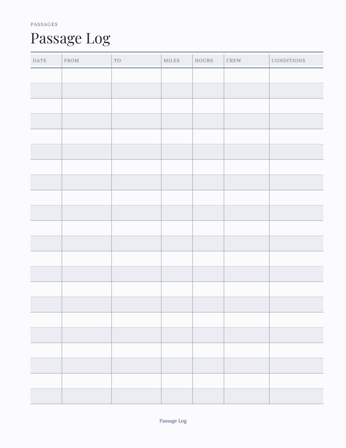 The Sailing Log 2027 — sample page 3