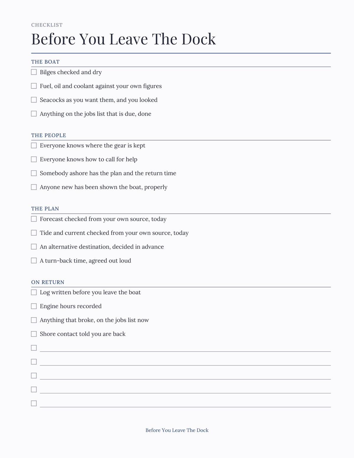 The Sailing Log 2027 — sample page 5