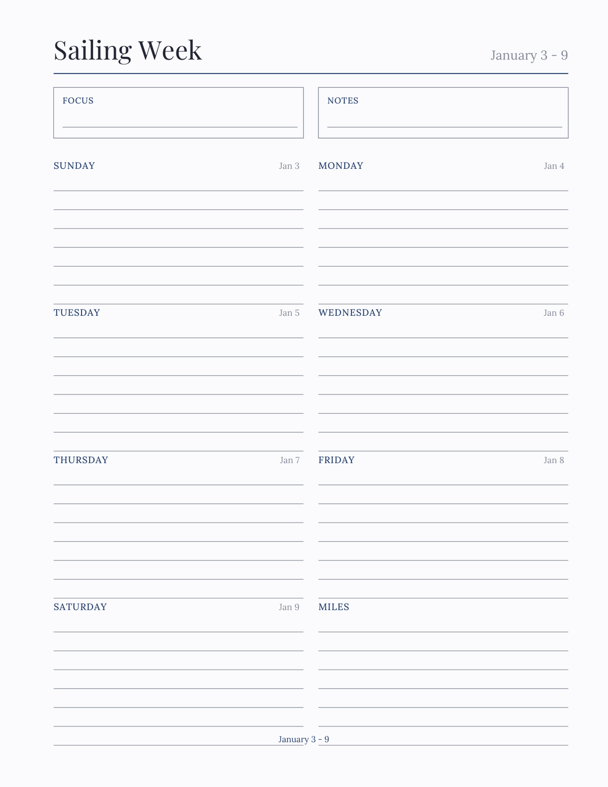 The Sailing Log 2027 — sample page 7