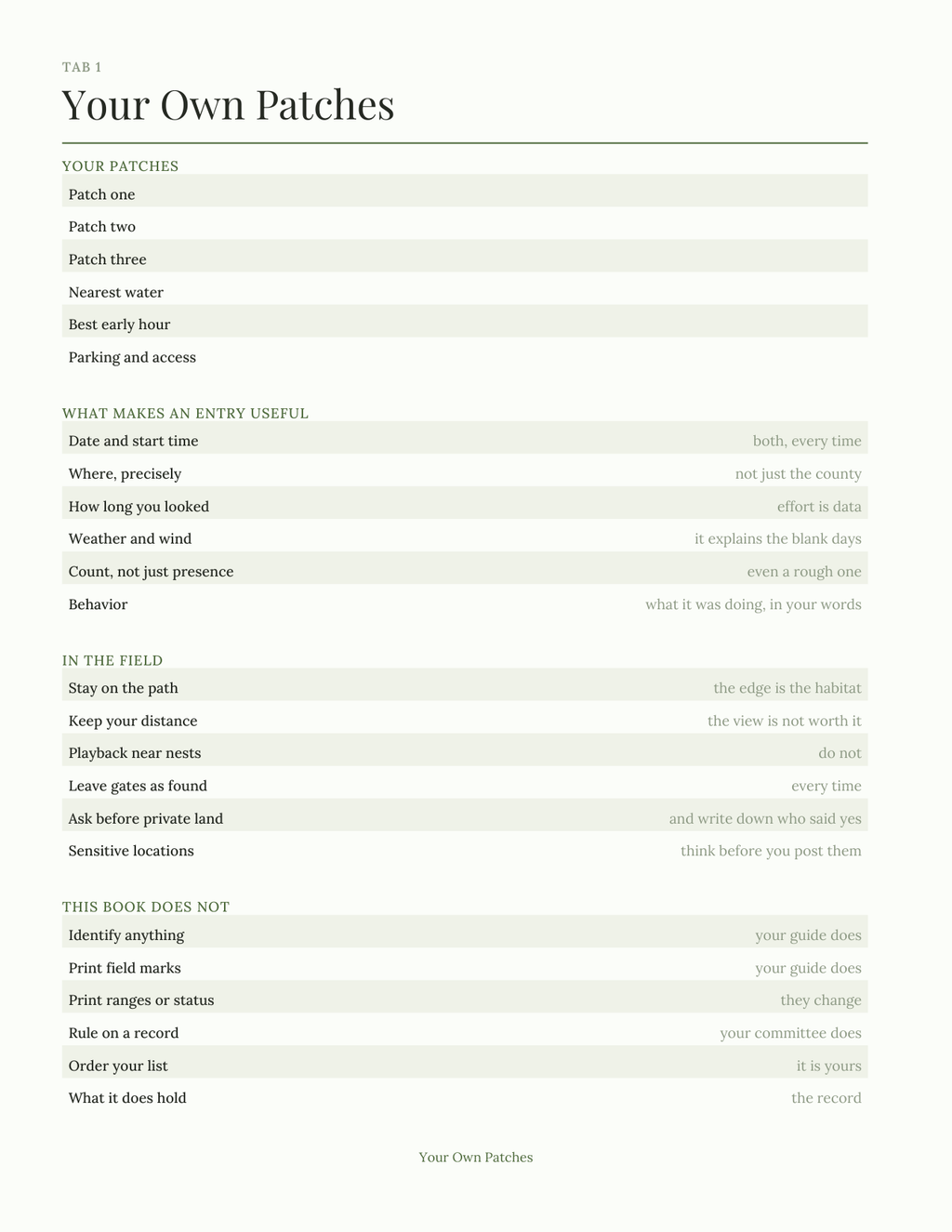 The Birder's Planner 2027 — sample page 2