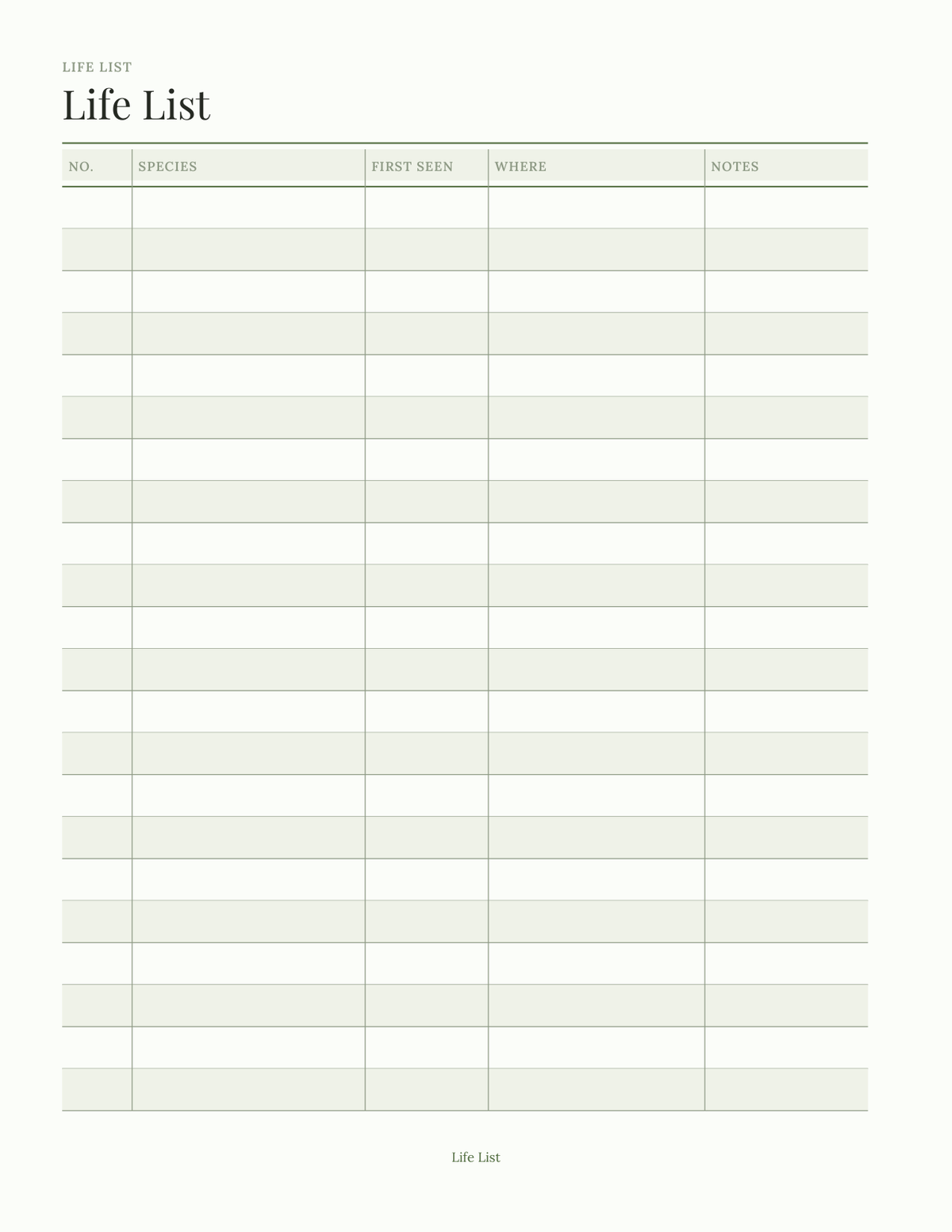 The Birder's Planner 2027 — sample page 4