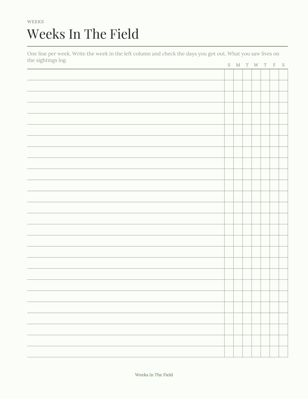 The Birder's Planner 2027 — sample page 5