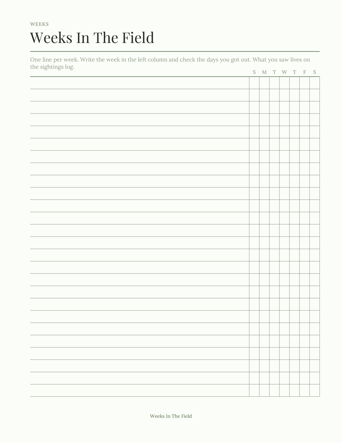 The Birder's Planner 2027 — sample page 5