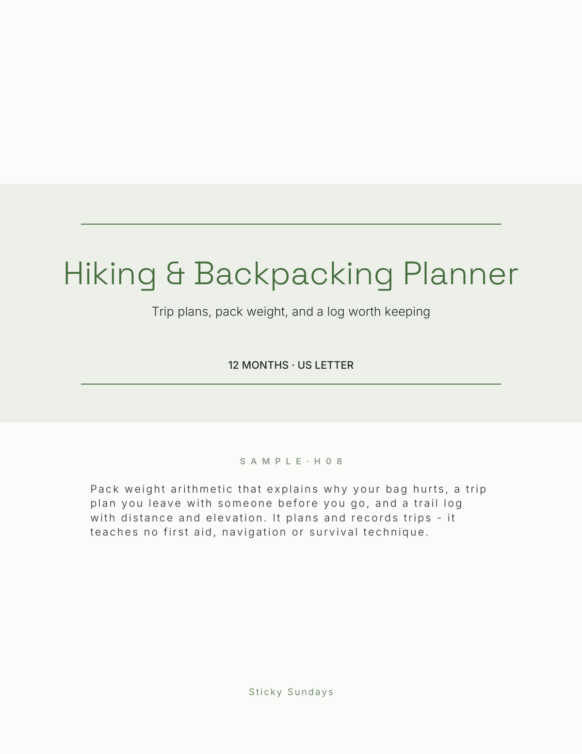 The Hiking & Backpacking Planner 2027 title page
