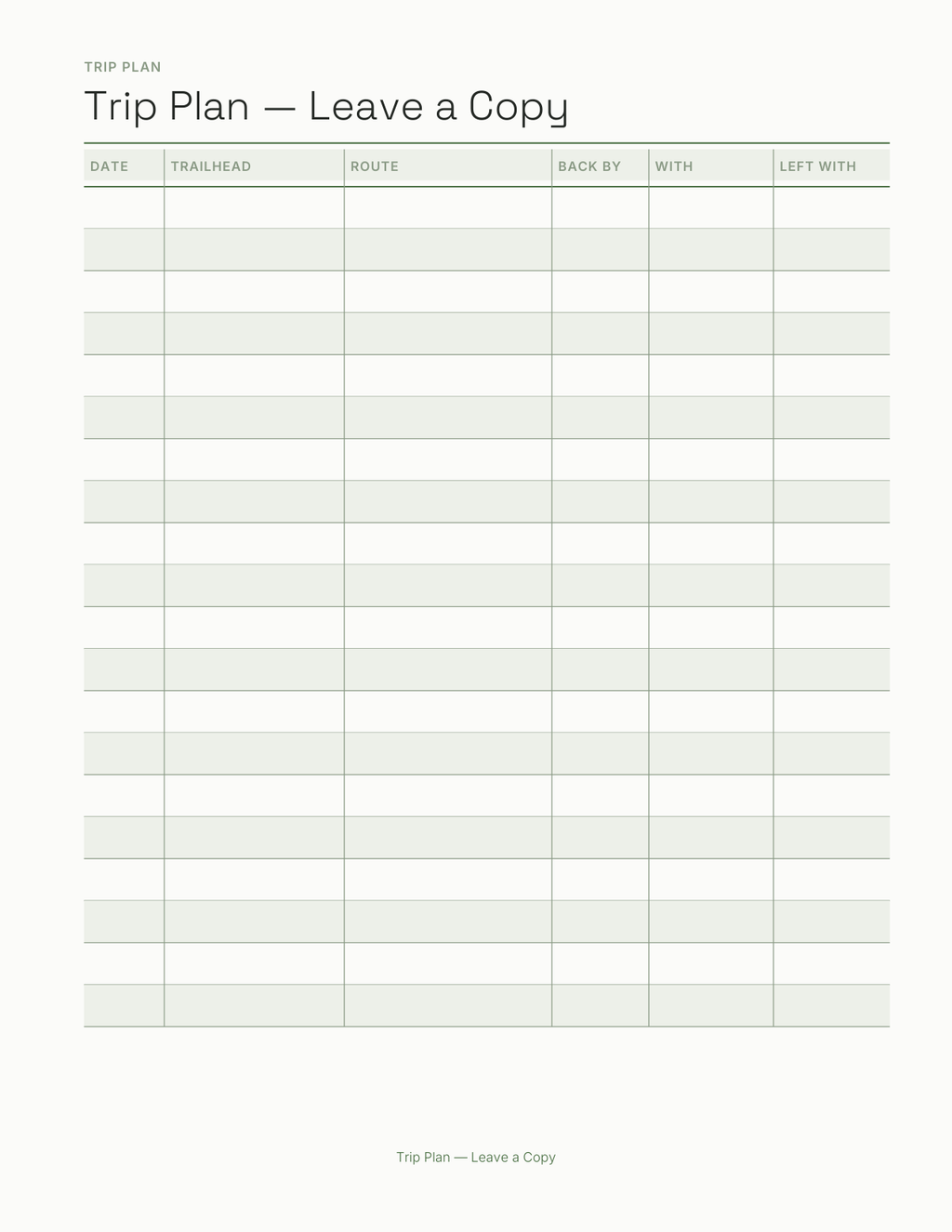 The Hiking & Backpacking Planner 2027 — sample page 3