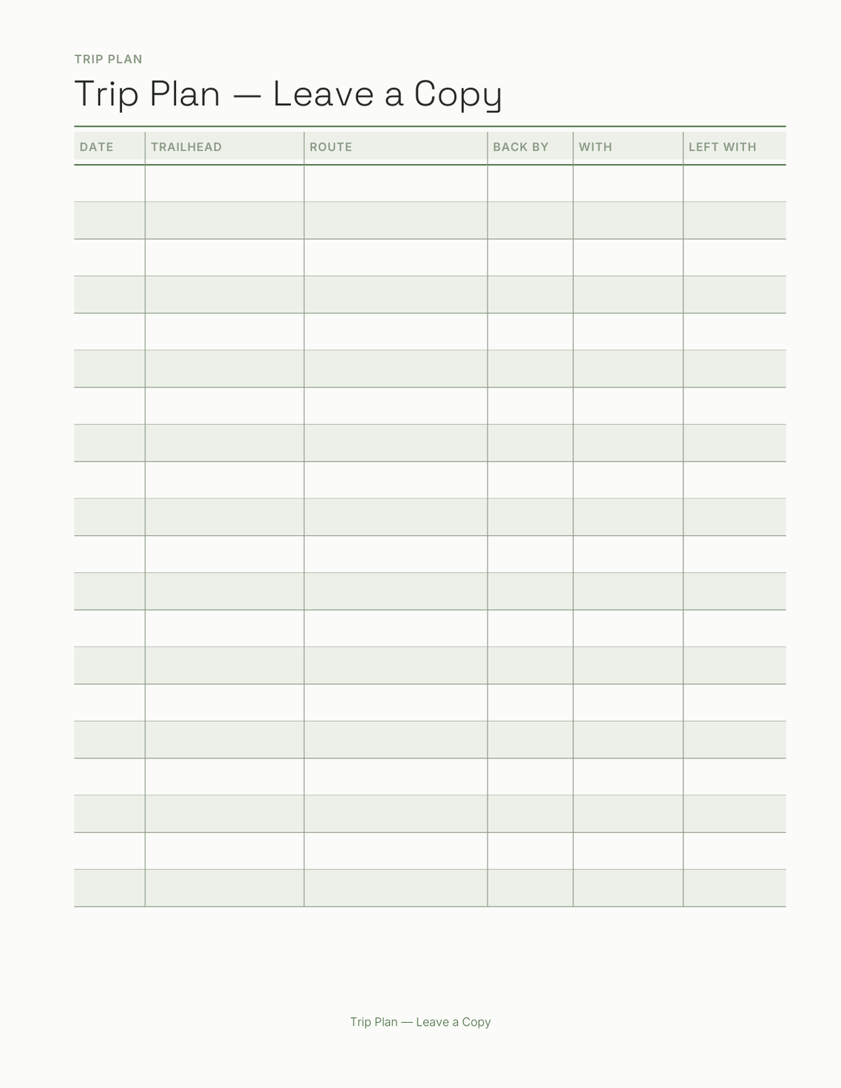 The Hiking & Backpacking Planner 2027 — sample page 3