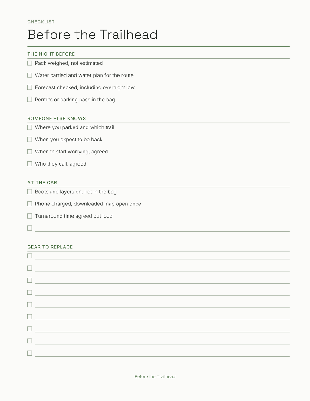 The Hiking & Backpacking Planner 2027 — sample page 5