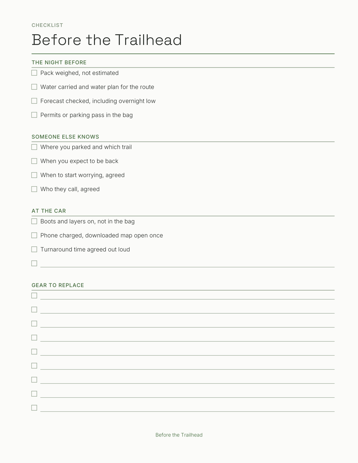 The Hiking & Backpacking Planner 2027 — sample page 5