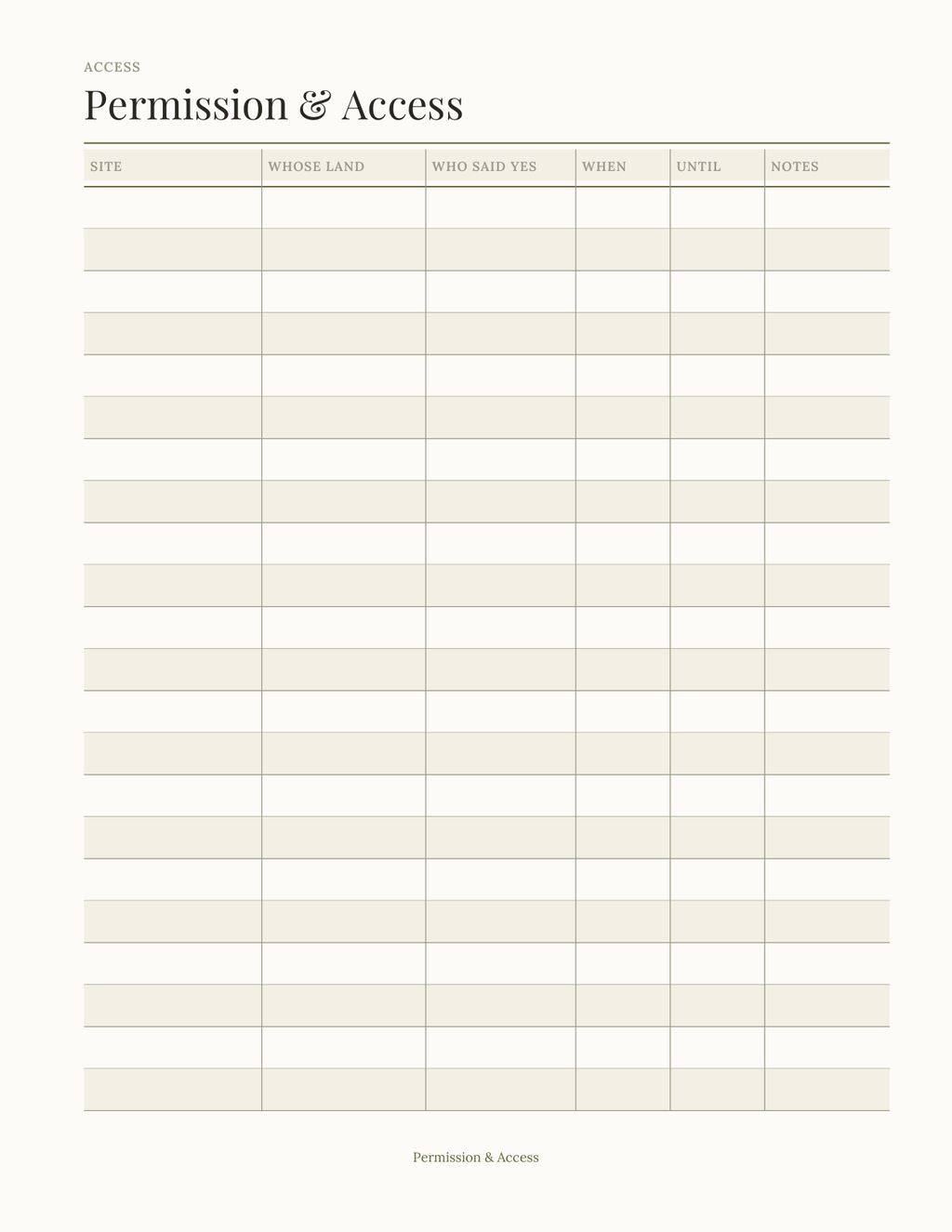 The Forager's Record 2027 — sample page 3