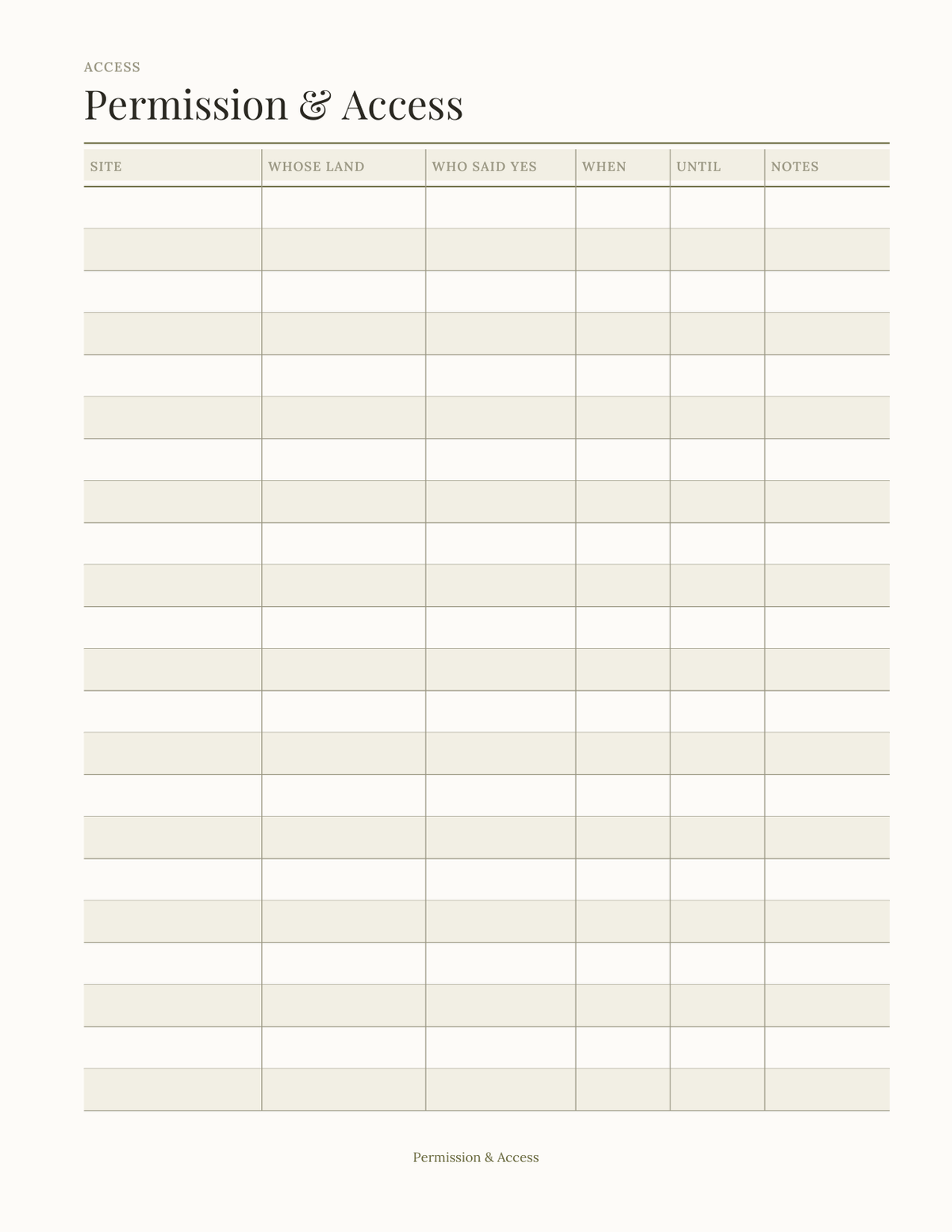 The Forager's Record 2027 — sample page 3