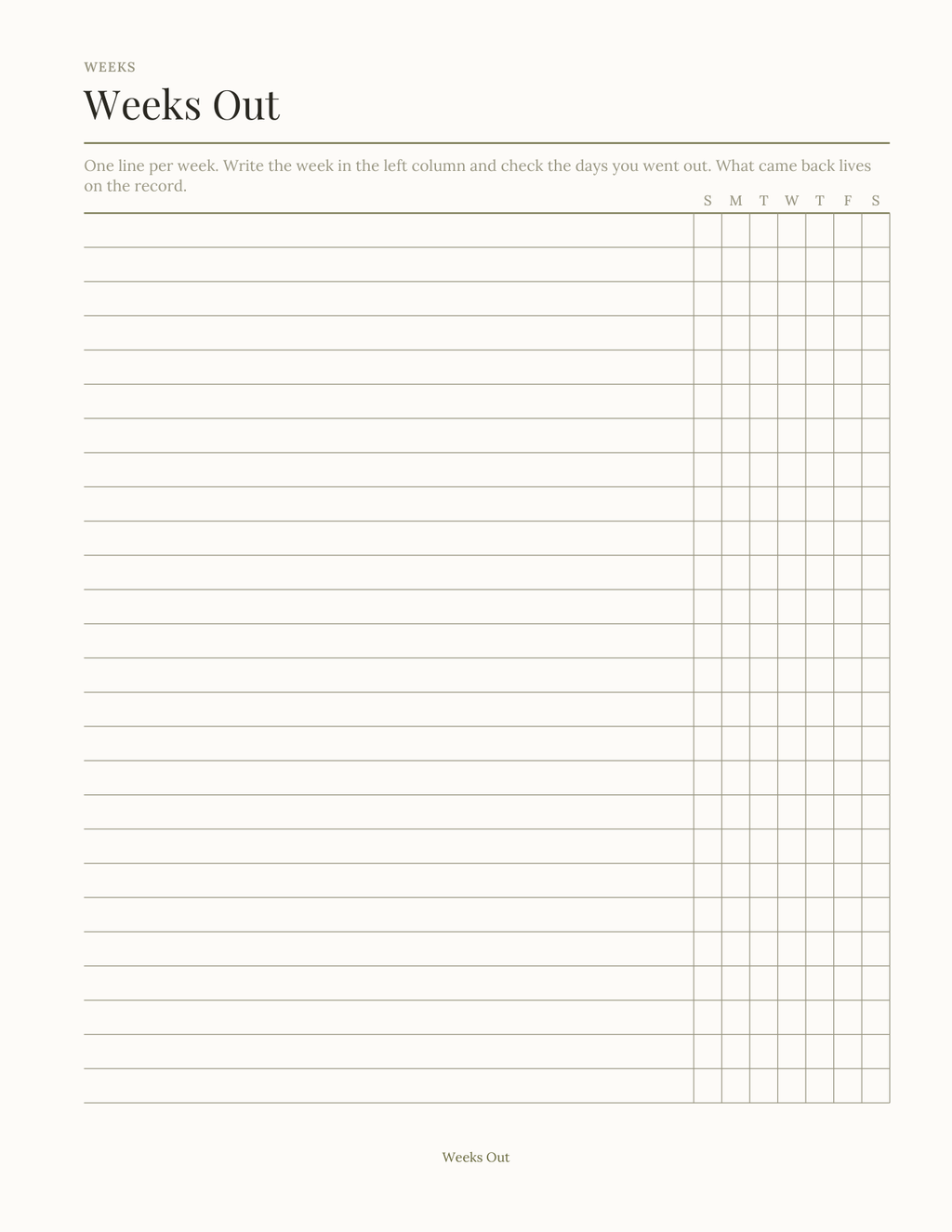 The Forager's Record 2027 — sample page 5
